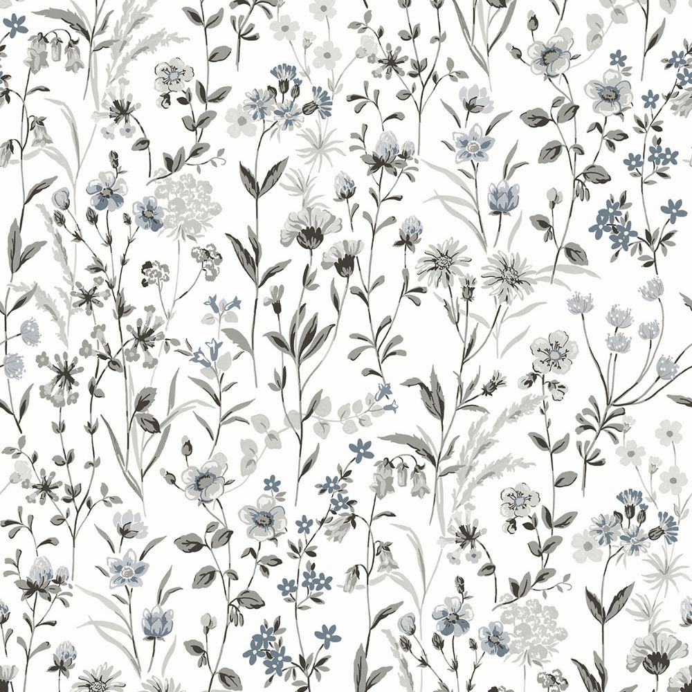 NextWall NW41900 Wildflowers Wallpaper in Grey